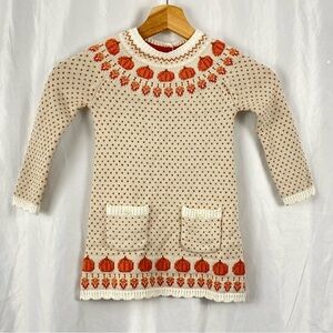 Max Studio Baby Cozy Knit Kids Pumpkin Long Sleeve Sweater Fall Dress Size 2T
